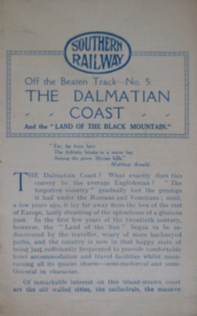The Dalmation Coast - Off the Beaten Track, No 5